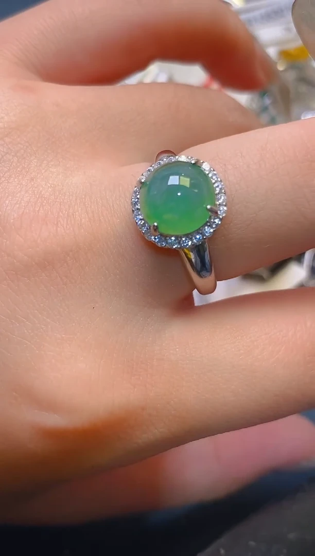 【闪购商品】翡翠耳饰银S925镶嵌天然A货翡翠1