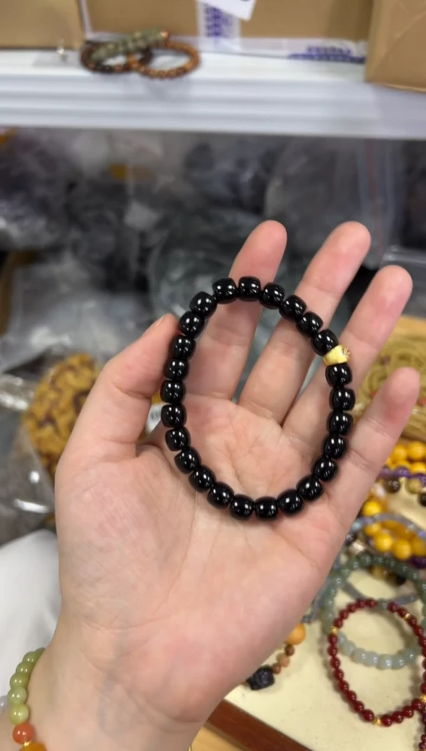 【闪购商品】玛瑙/玉髓手链未镶嵌黑玛瑙精工直切手链[472]