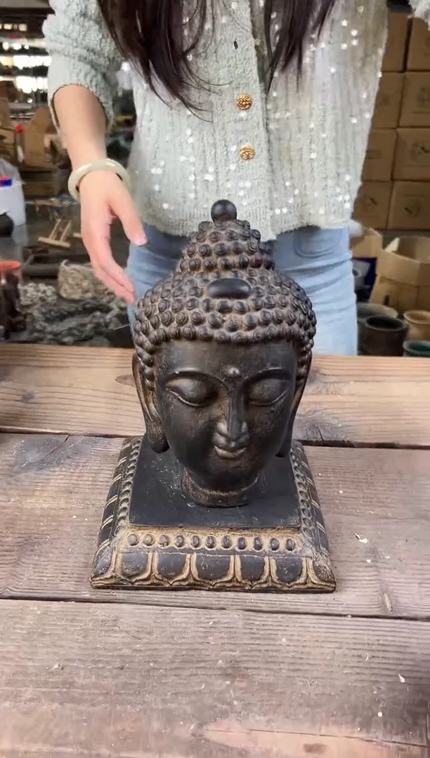 陶土【闪购商品】- 小佛头+莲花底座