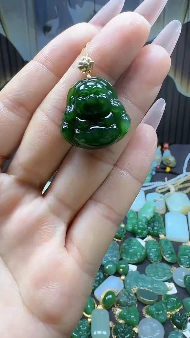 【闪购商品】和田玉吊坠(不含链)18K金镶嵌1