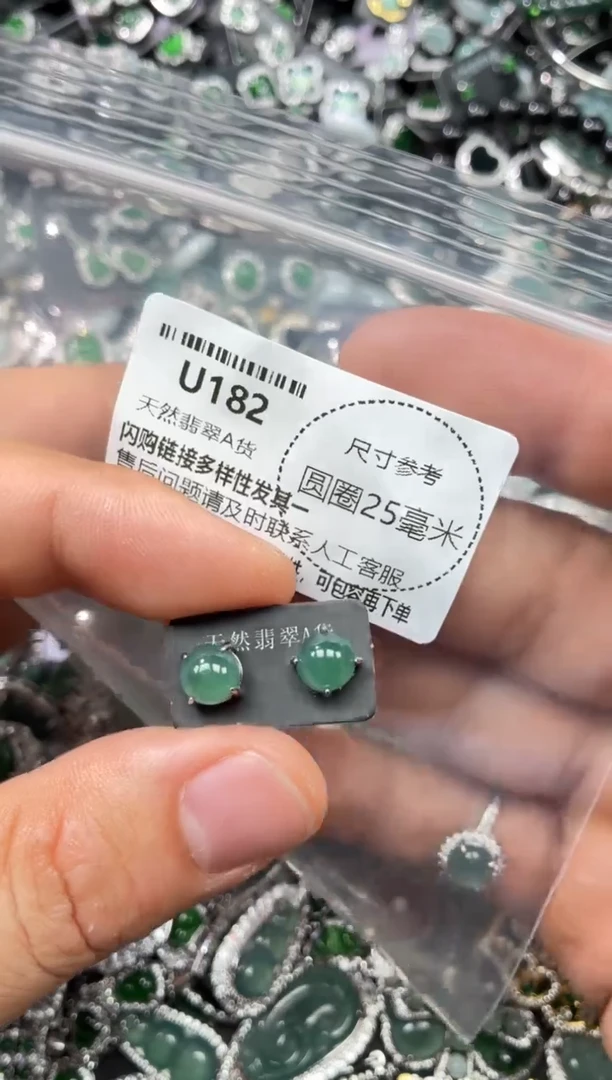 翡翠未镶嵌颈饰U182耳钉