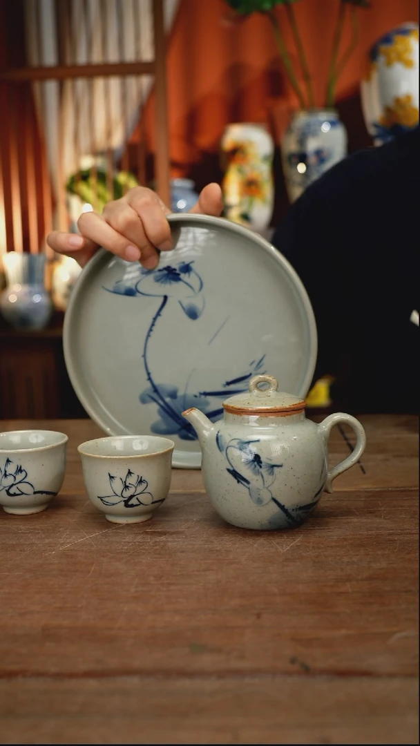 瓷片【简家甄选】景德镇设计师釉下手绘陶瓷餐具