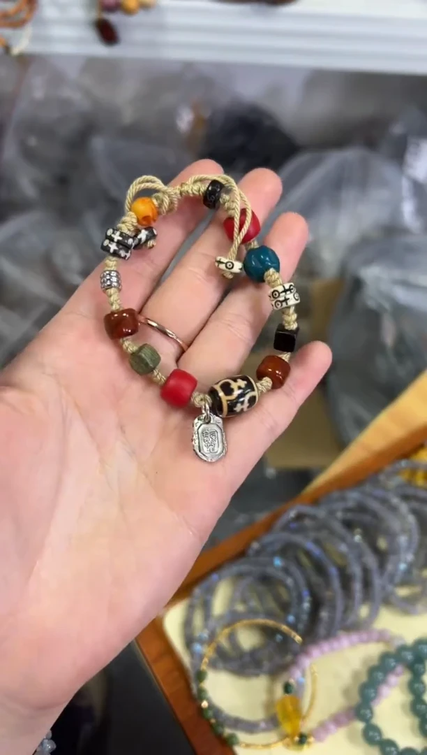 【闪购商品】玛瑙/玉髓手链未镶嵌藏式宝瓶多宝玛瑙珠手绳[3595]