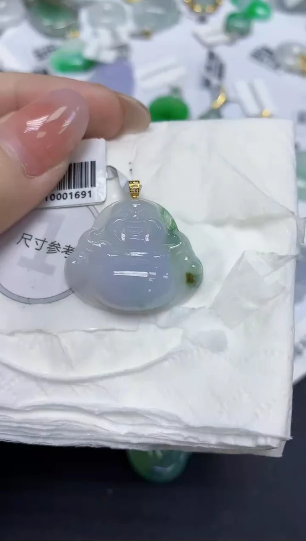 颈饰18K金镶嵌翡翠天然缅甸翡翠A货百元以上9元证书费自理