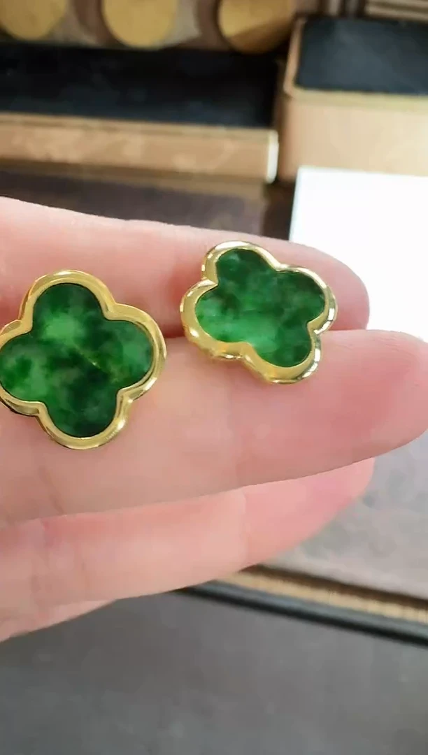 18K金镶嵌翡翠耳饰耳饰