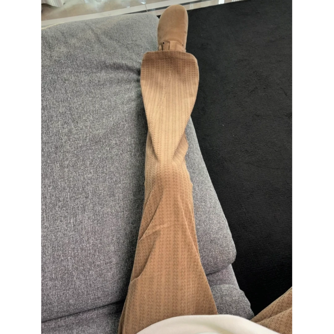 美式麦穗纹肌理感休闲裤男秋冬垂感褶皱纹理直筒裤显瘦遮肉微喇裤