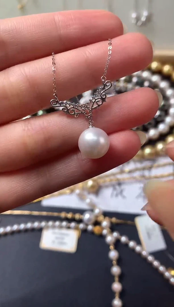 18K金镶嵌套链海水珍珠D198|3980