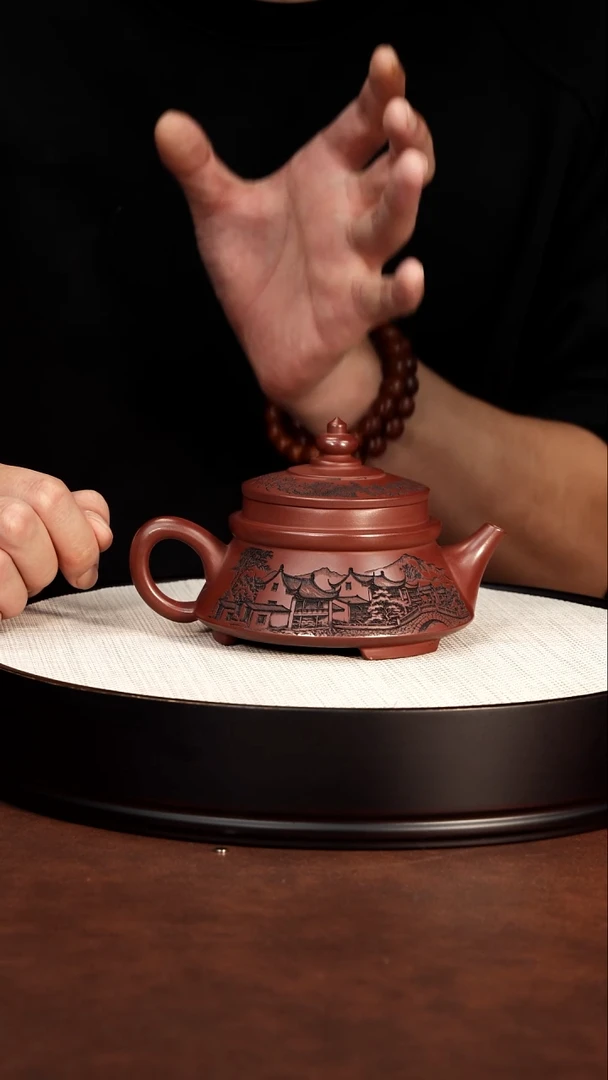 茶壶紫砂宜兴紫砂 亭台宝塔壶 龙血砂 顾林芬