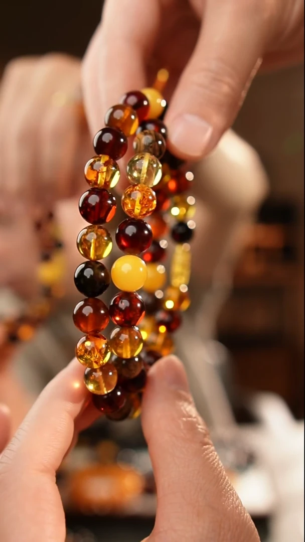 琥珀颈饰未镶嵌10+多宝项链