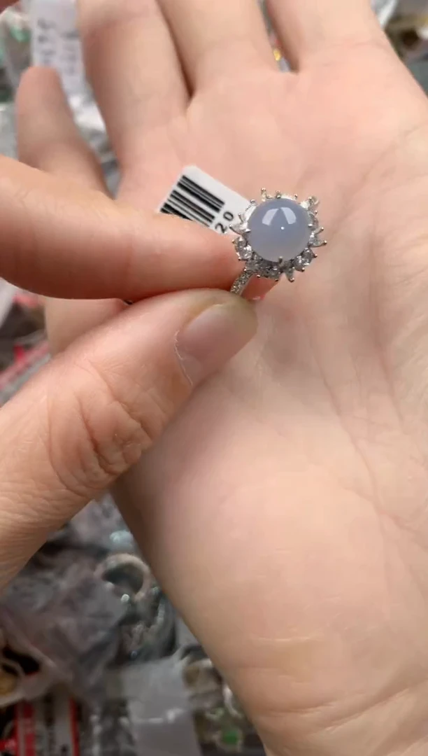 银S925镶嵌戒指翡翠222   3