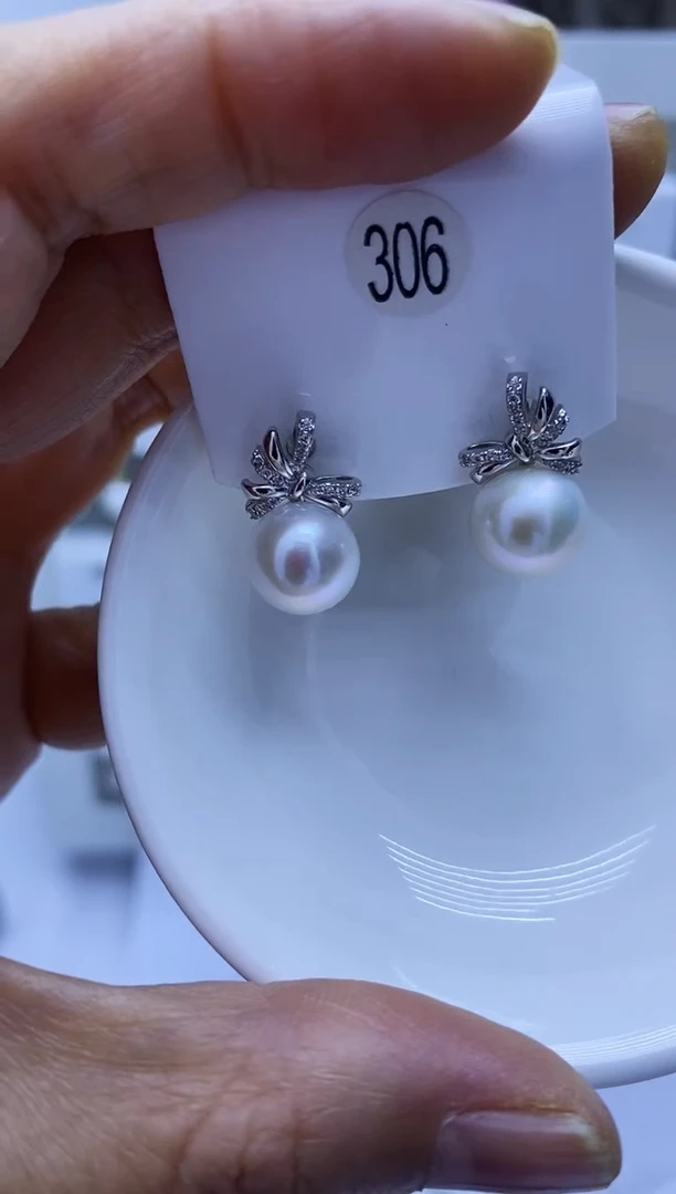 银S925镶嵌耳饰淡水珍珠306