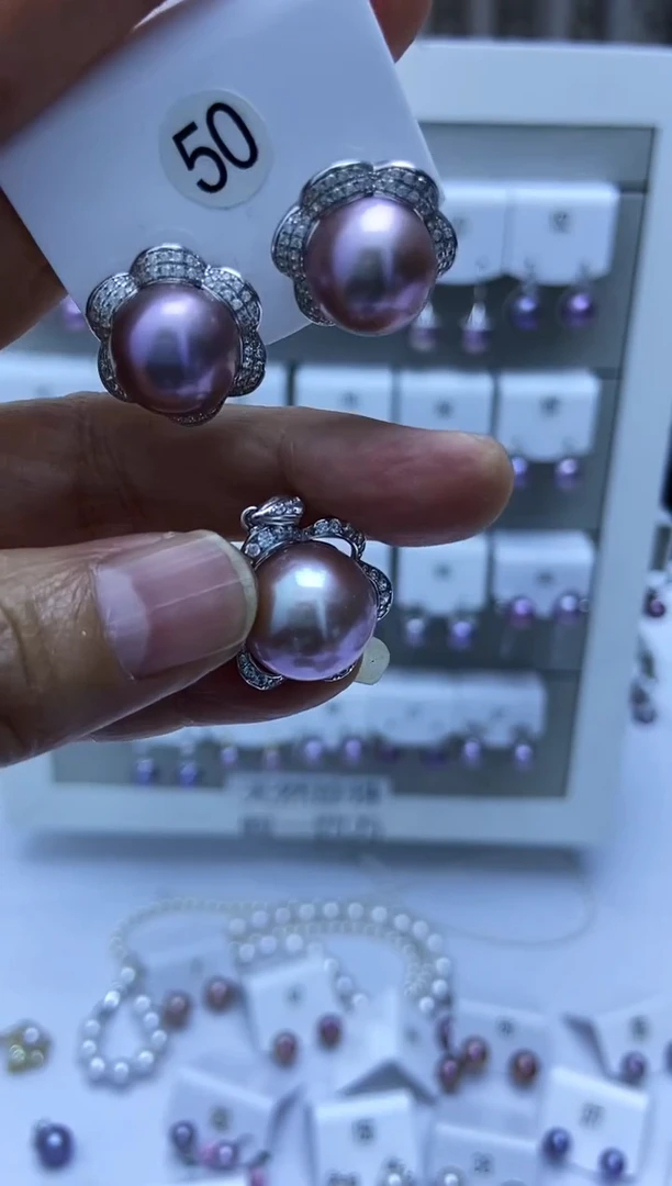 银S925镶嵌耳饰淡水珍珠50套