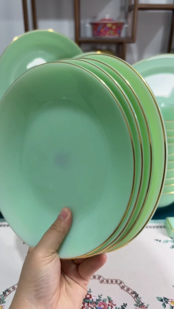 瓷8英寸深盘4个  玉瓷【贝美】