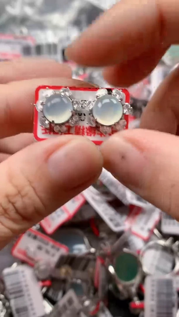 银S925镶嵌戒指翡翠天然A货缅甸翡翠