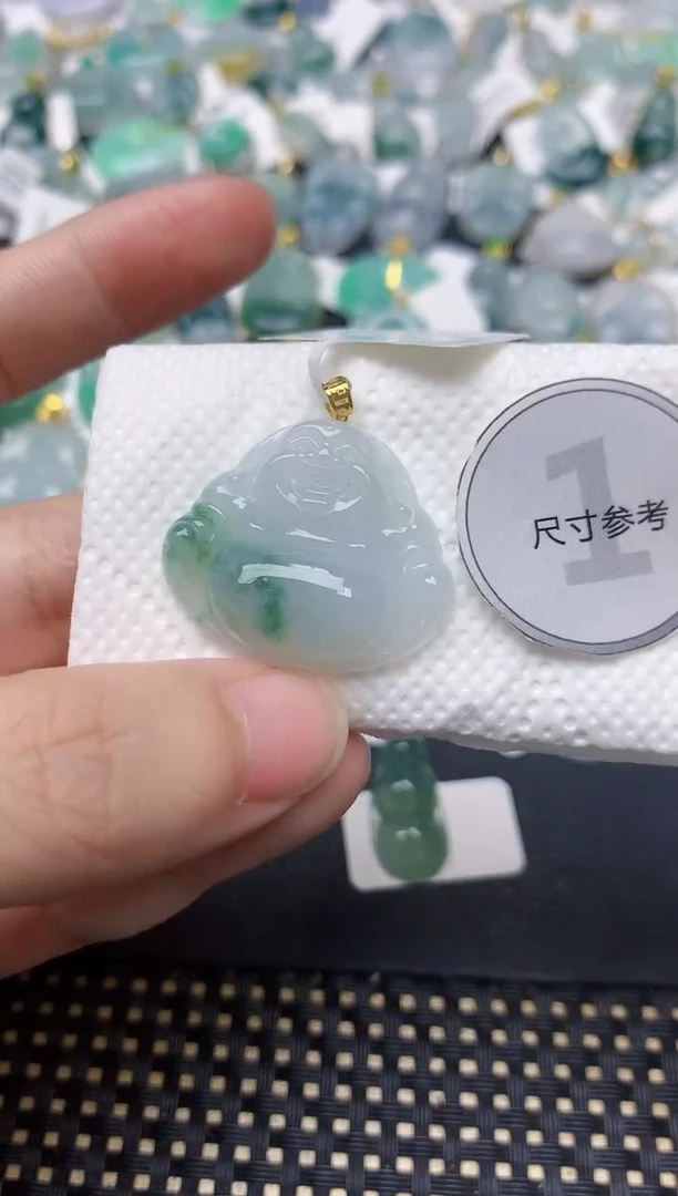 颈饰18K金镶嵌翡翠天然缅甸A货翡翠