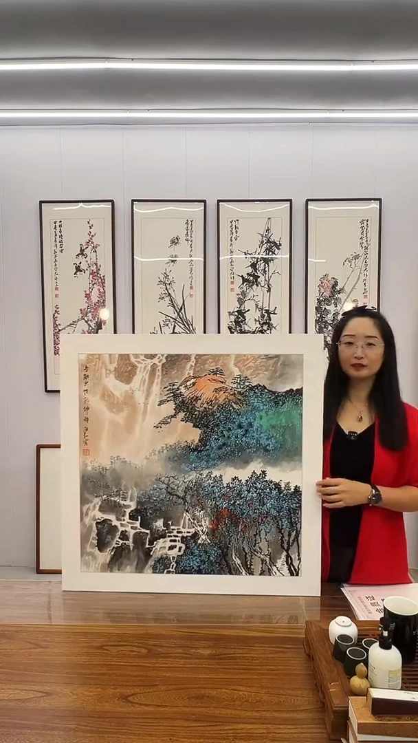 国画董海军 80*80 蓝色系  山水
