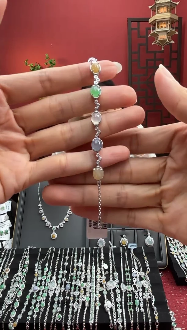 银S925镶嵌手链翡翠003624r