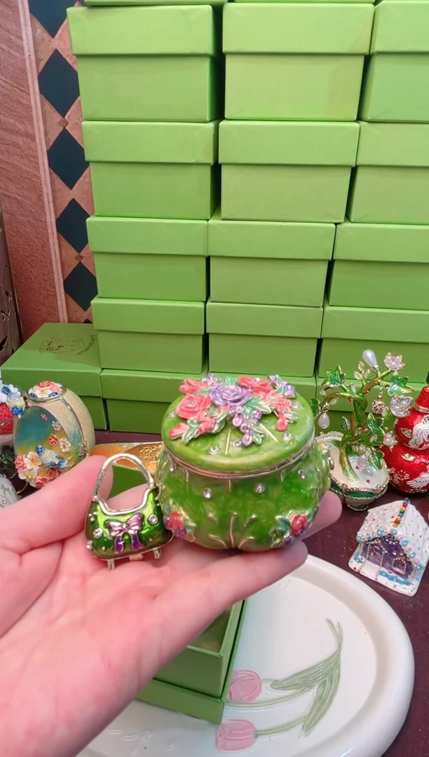 锌合金珐琅彩首饰盒摆件默认微瑕不退不换～