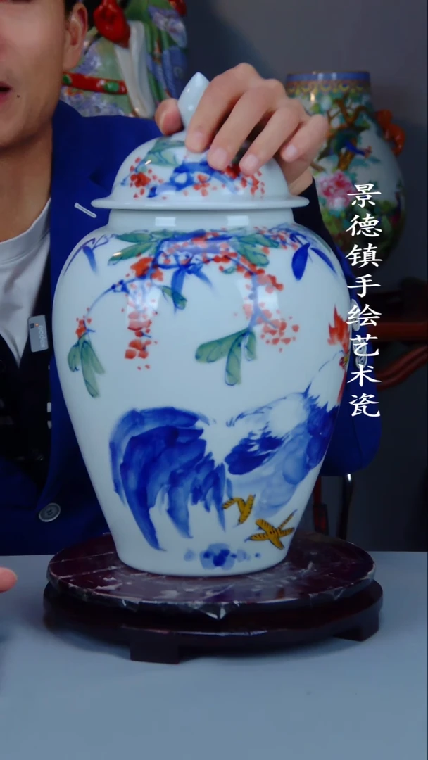 瓶陶景德镇手工手绘陶瓷摆件12