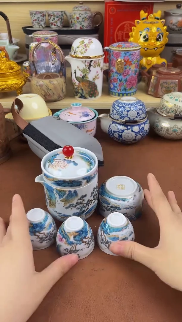 陶瓷茶具摆件旅行套组