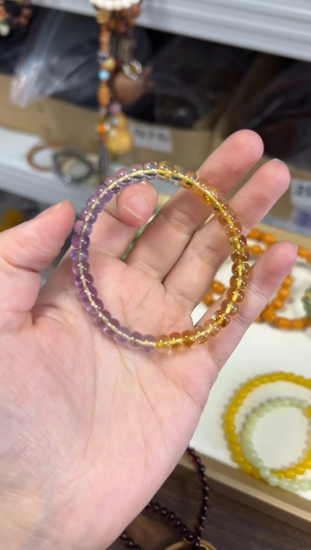 水晶手链未镶嵌紫黄晶水晶精工直切手链[1982]