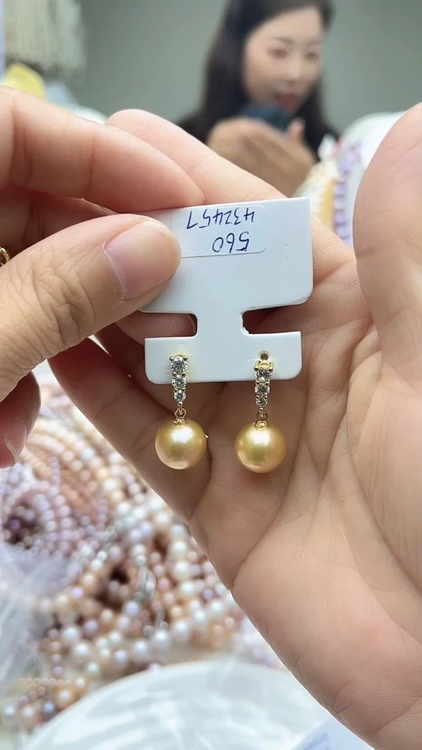 未镶嵌耳饰淡水珍珠黄色系
