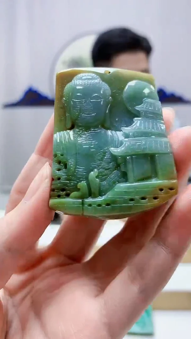 未镶嵌定制翡翠4917zm-毛货挂件103佛观天下