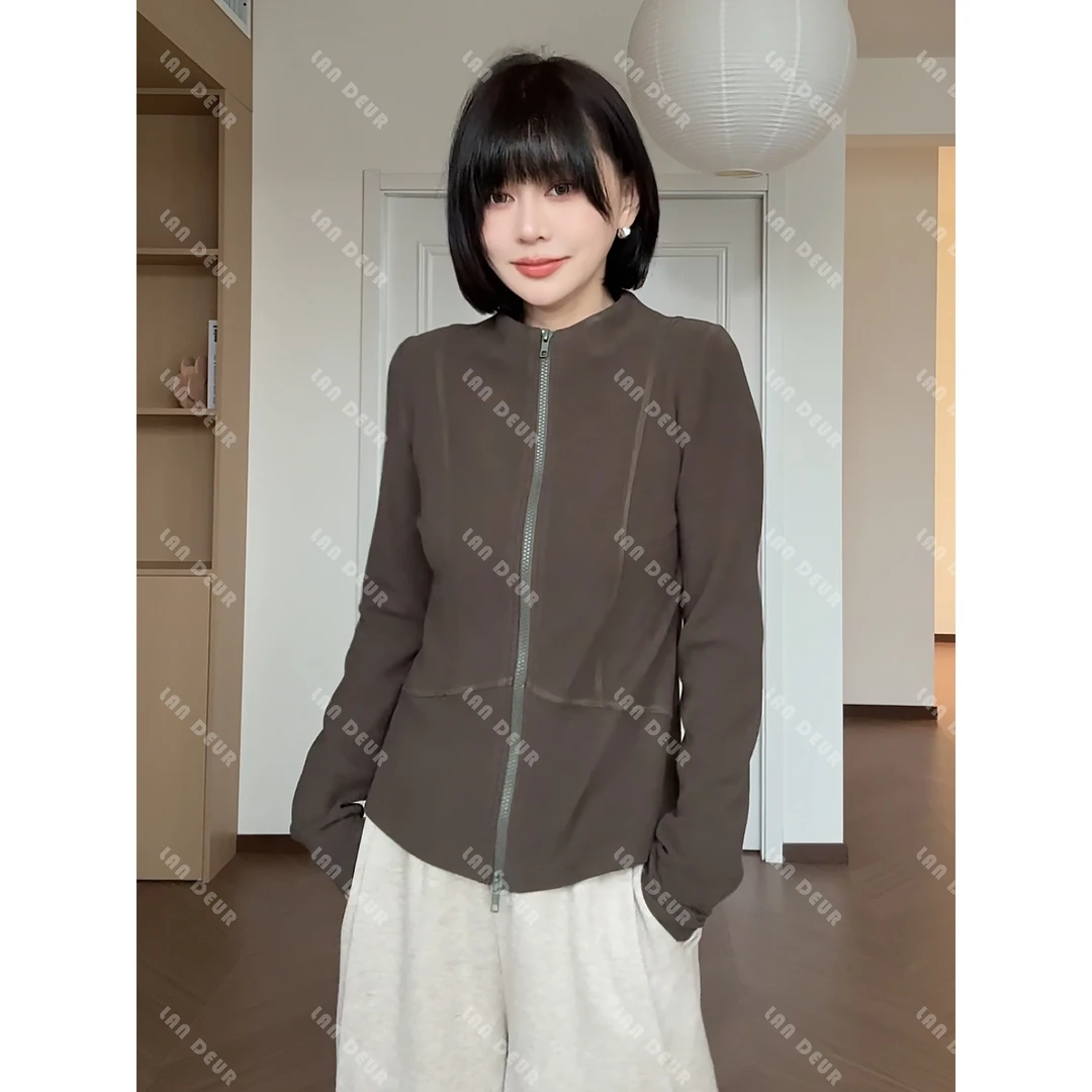 JIUJIU【曼尼随记】时尚百搭拉链显瘦慵懒休闲秋冬卫衣开衫外套女