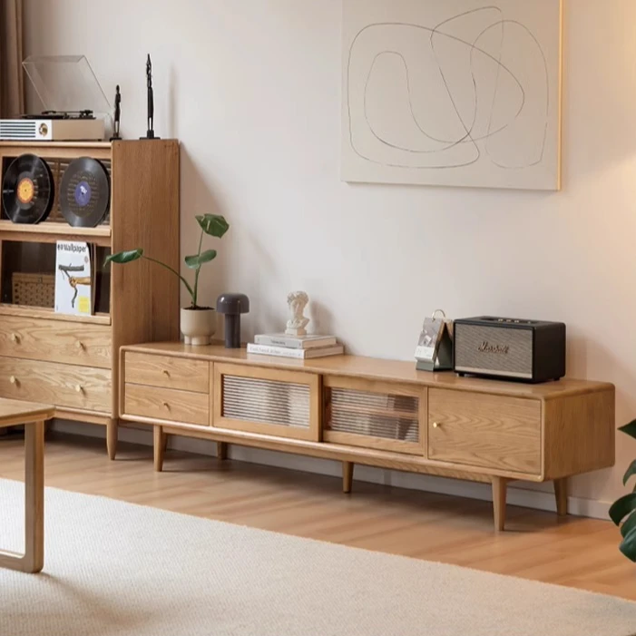 实木电视柜客厅现代简约收纳储物柜家用橡木小户型地柜