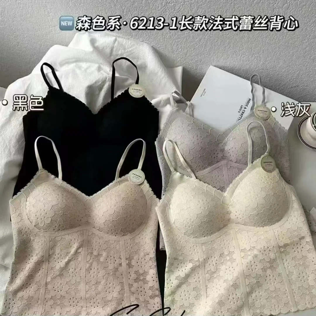 【帮帮团】高定款人人自留6213-1蕾丝乳胶固定杯法式蕾丝背心