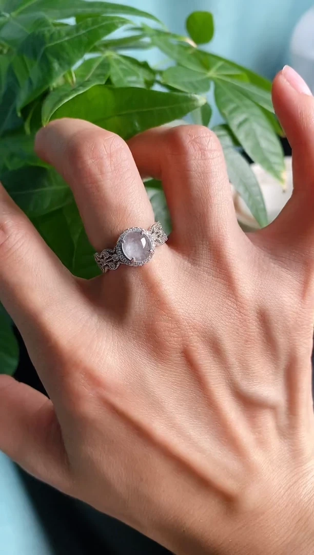 【闪购商品】翡翠戒指银S925镶嵌缅甸天然A货翡翠11   9-3