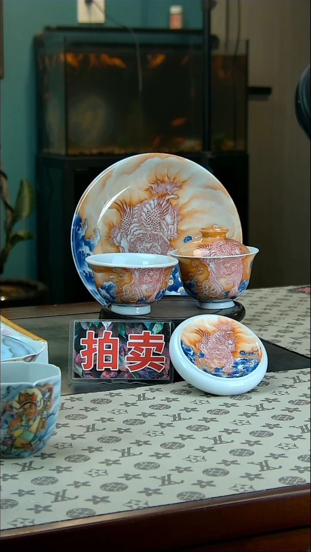 斗彩貔貅四件套组{