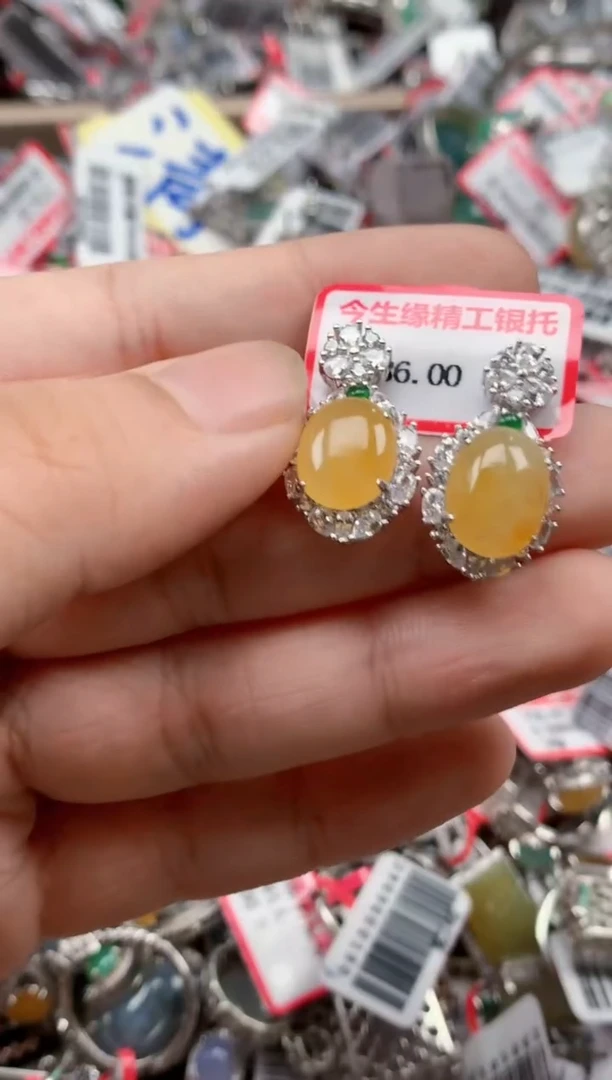 银S925镶嵌戒指翡翠天然A货缅甸翡翠