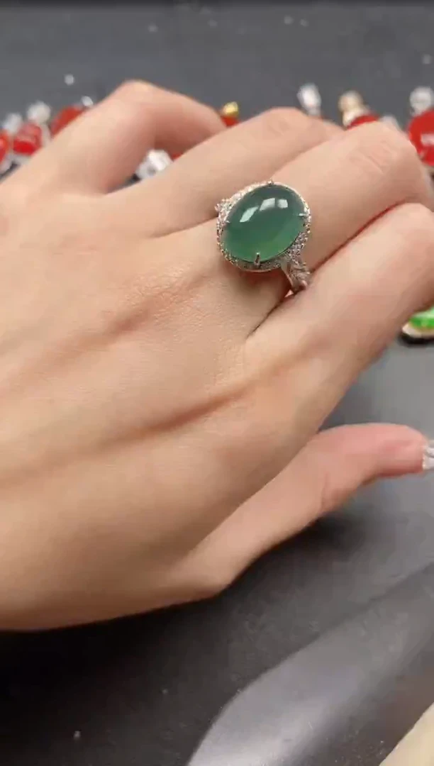 银S925镶嵌戒指翡翠51151