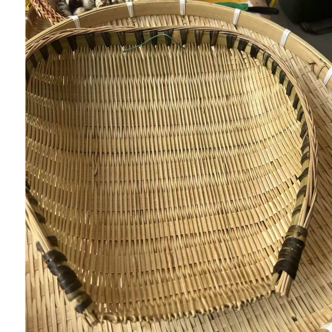 桃心竹编33cm筲箕家用竹编水果篮沥米篮
