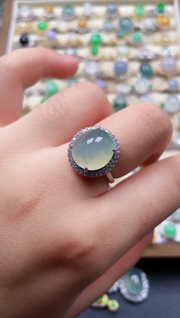 银S925镶嵌戒指翡翠170