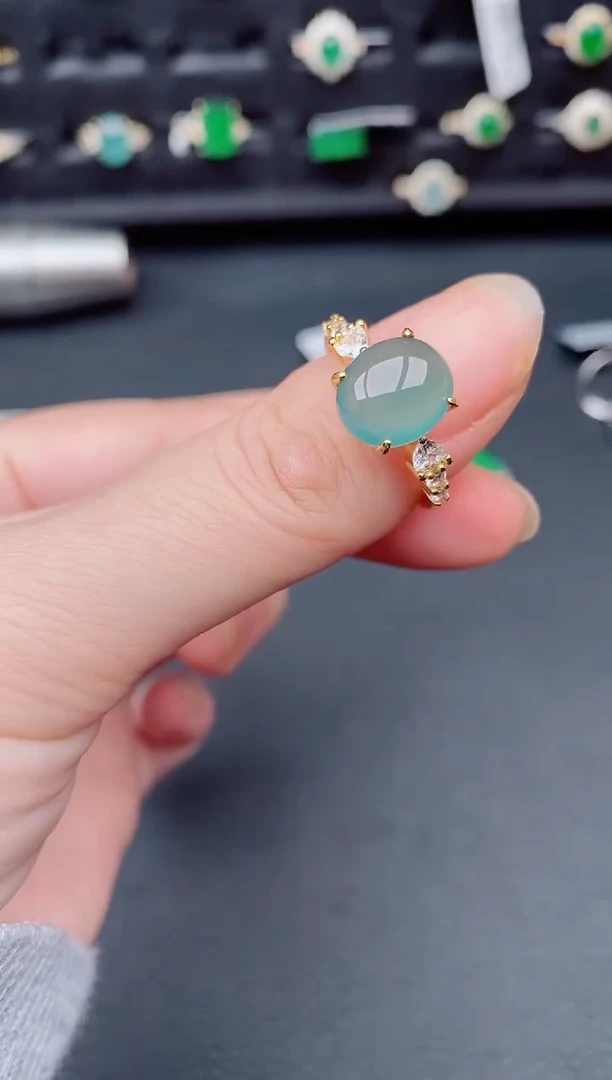 银S925镶嵌戒指翡翠天然a货翡翠98