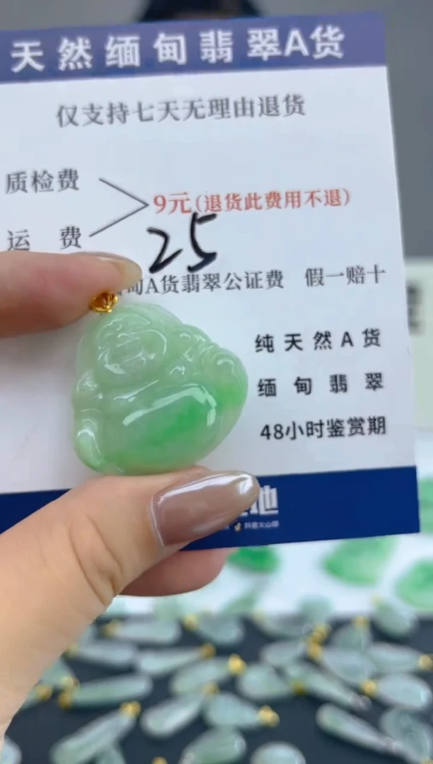 颈饰18K金镶嵌翡翠天然A货翡翠