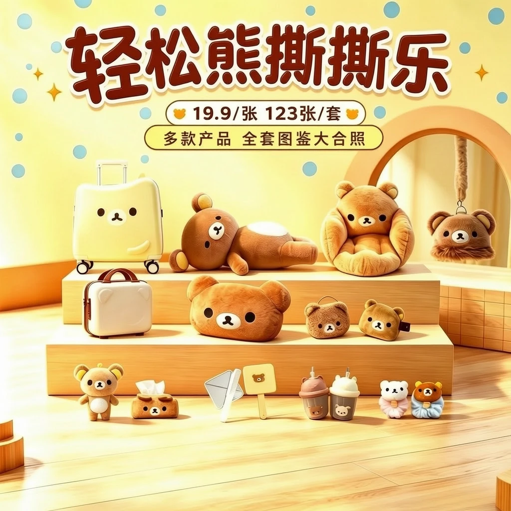 【平拆】轻松熊定制周边 二创撕撕乐公仔手办盲盒代拆