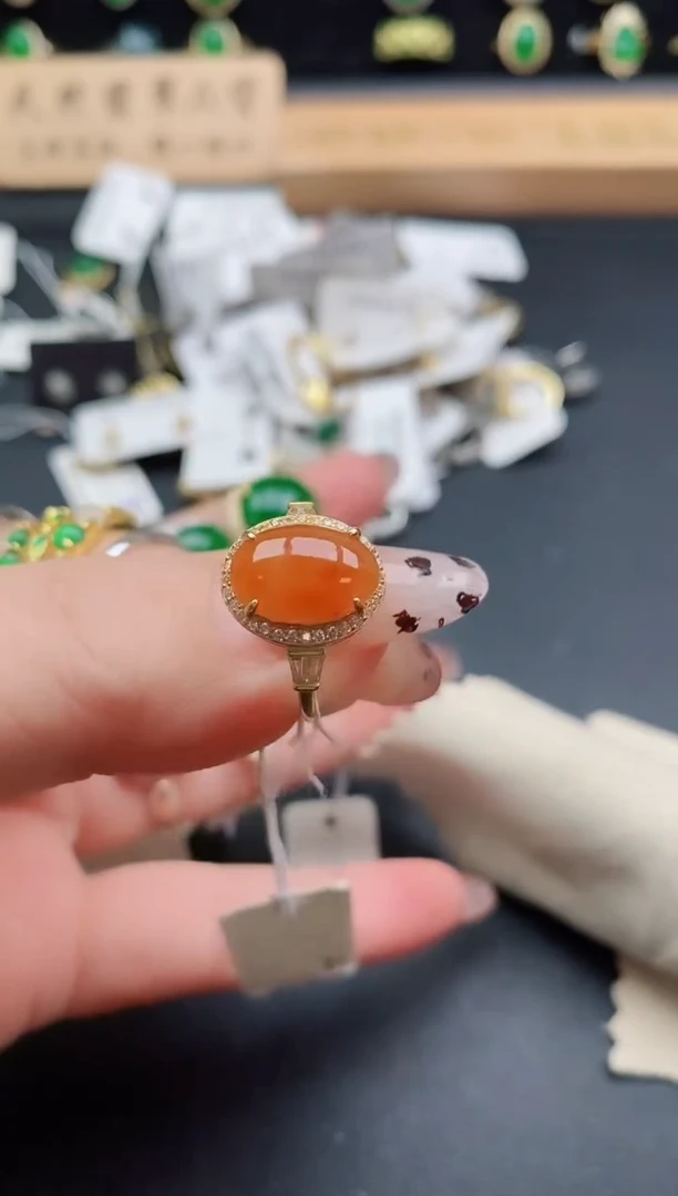 银S925镶嵌戒指翡翠1