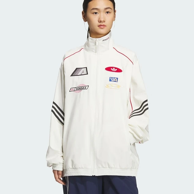 adidas/阿迪达斯女MOTO JKT三叶赛车风运动外套KG6677