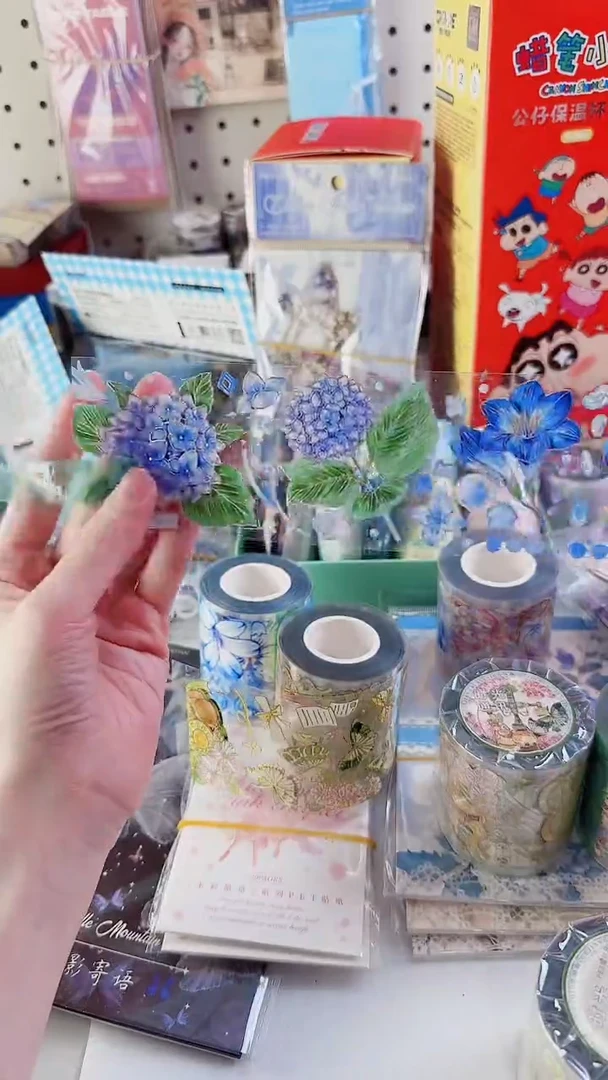 2-9 社团胶带 镭射蓝色花花