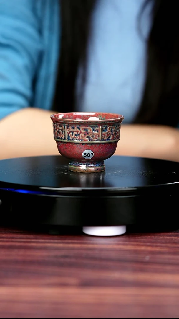 杯子583#于大鹏一级品原矿钧瓷饕餮杯