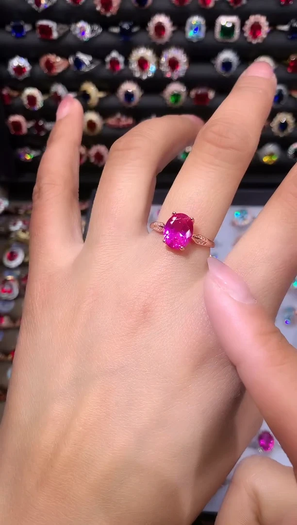 【闪购商品】蓝宝石戒指银S925镶嵌810玫瑰金