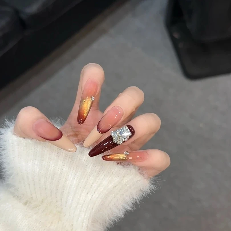 【火烧云】-入冬第一幅氛围感超绝的美甲纯手工穿戴甲