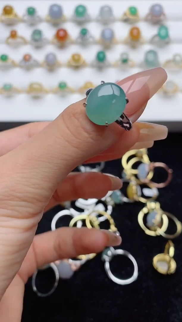 翡翠戒指银S925镶嵌..........