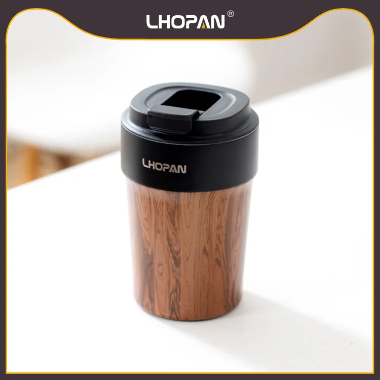 L'HOPAN/欧烹咖啡随行杯套装档精致保温高木纹杯子外带奢华便携式