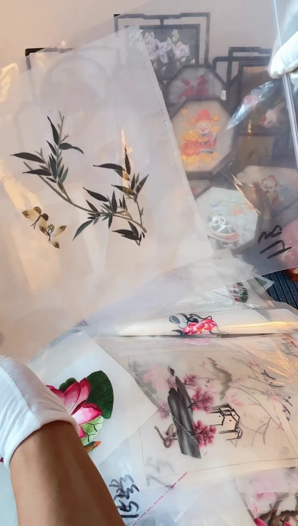 织绣纯手工苏绣双面绣绣布17