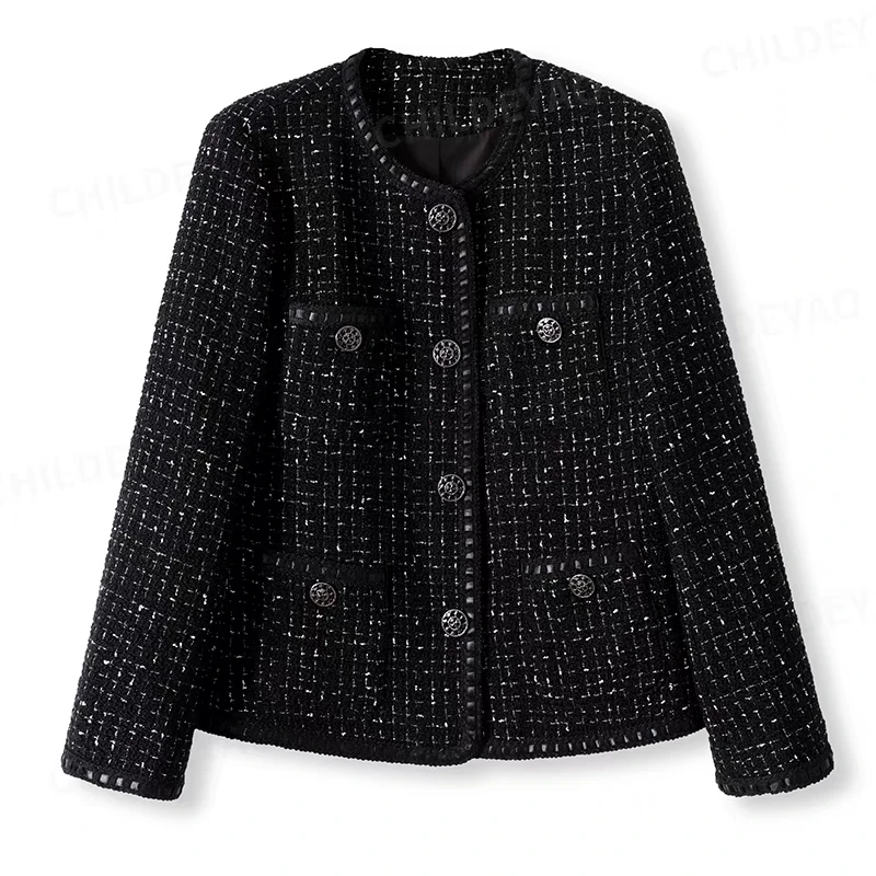 【现货+运费险】黑色巴比伦小香风外套粗花呢上衣女名媛外套WG3399
