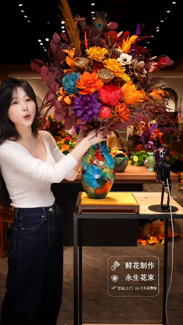 手工艺品琉璃手工花器花束空运包邮送货上门-以图片为准